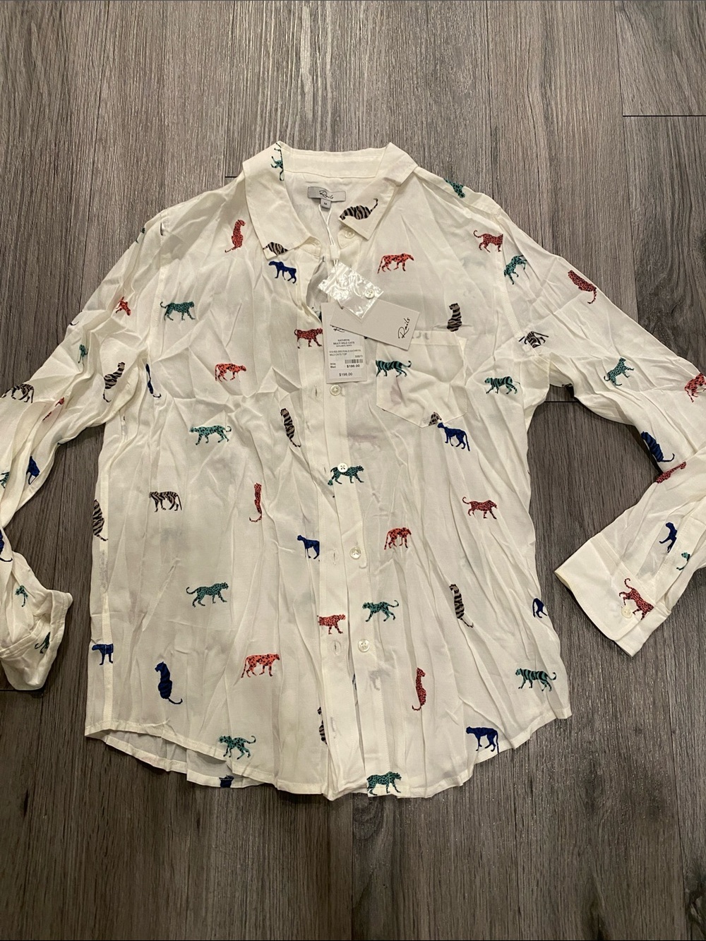 Rails Cream Button-Down Shirt with Multicolor Animal Print